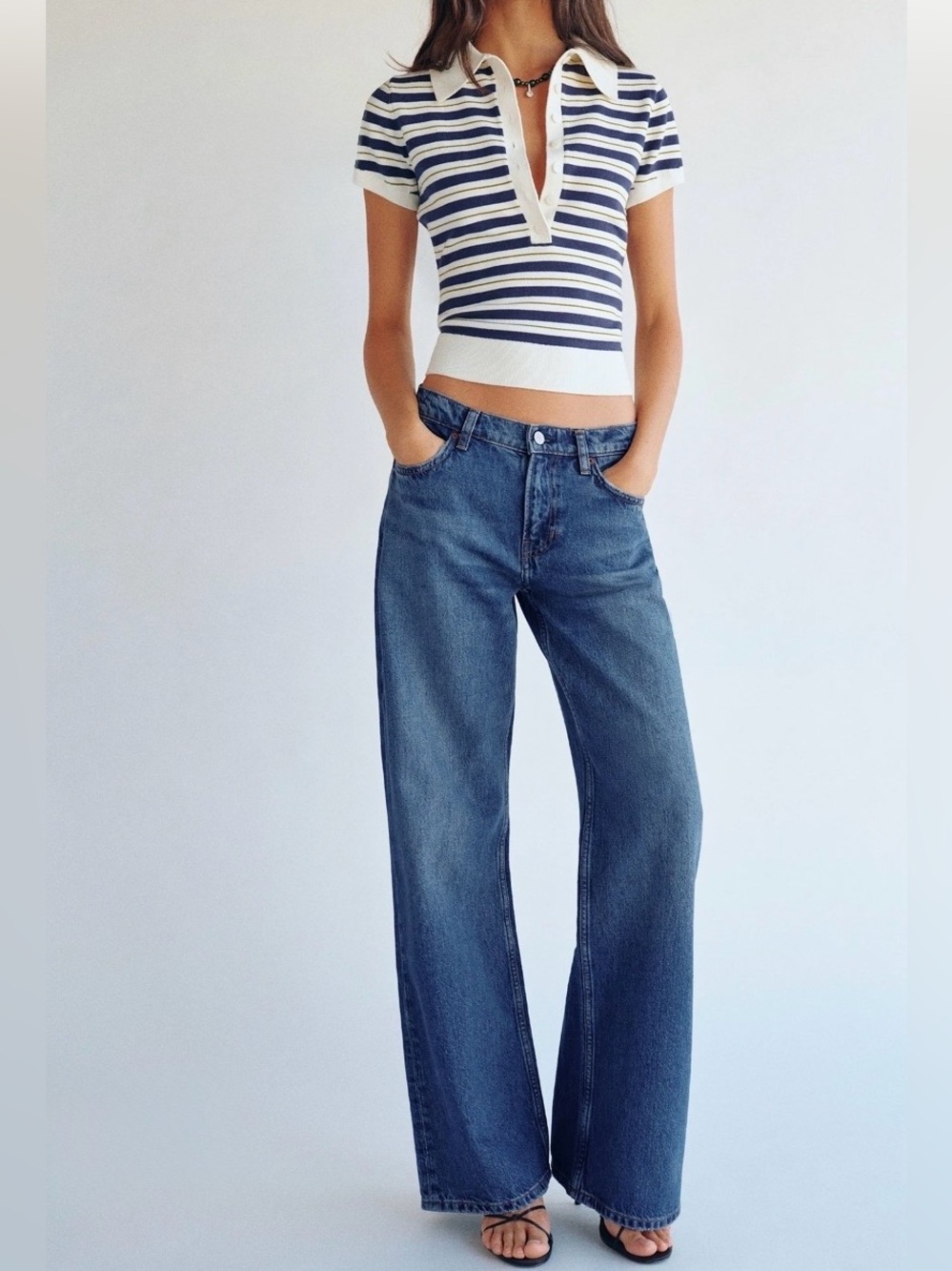 Reformation NWOT Cary Low Rise Slouchy Wide Leg Blue Denim Jeans size 30